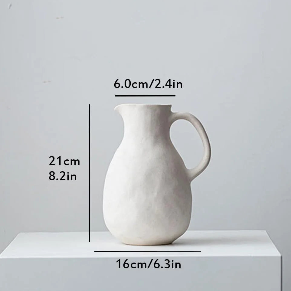 Matte White Ceramic Vase Farmhouse Flower Vases for Home Decor Clay Terracotta Decorative Pitcher Vase Boho Vases for Room Decor